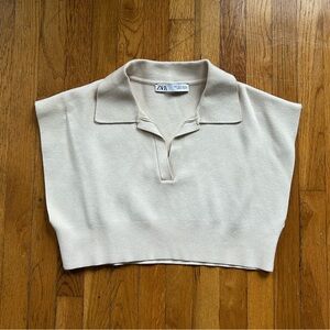Zara Cream Knit Collared Top